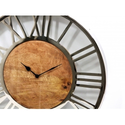 Zegar z drewna mango i stali nierdzewnej 50 cm
